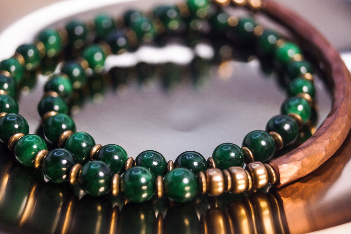 LL0805 Green Jade Heart & Tibetan silver European Bracelet 7.5 inch 