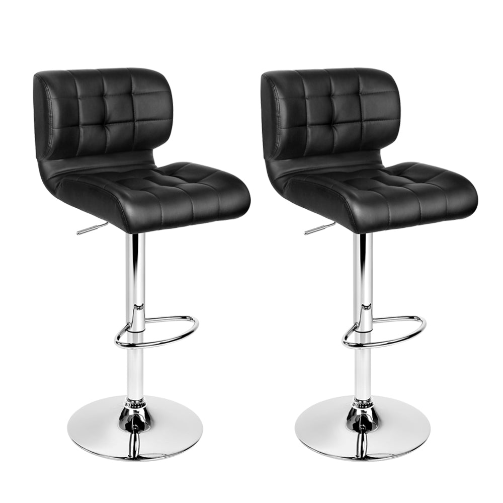 black leather gas lift bar stool