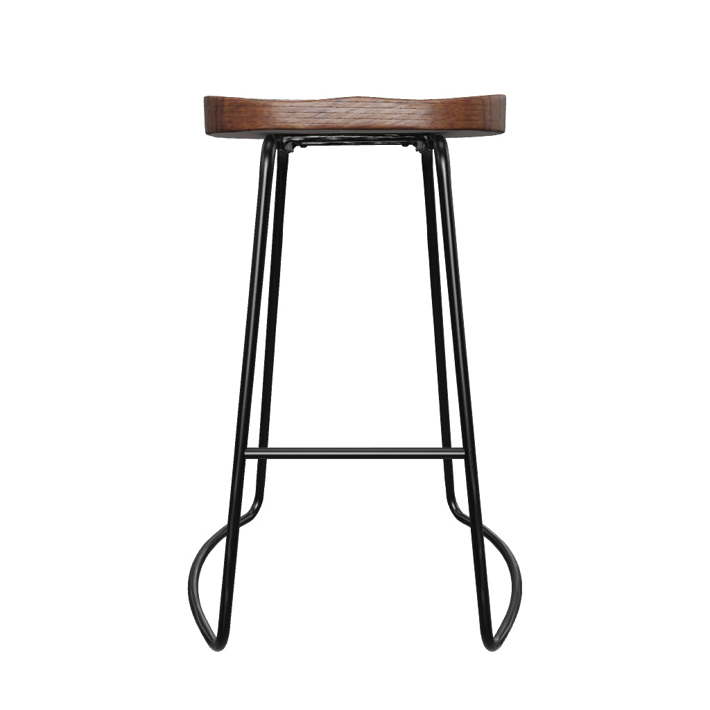 black metal stools with wood seat