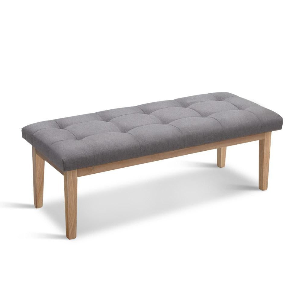 upholstered bench with wooden legs