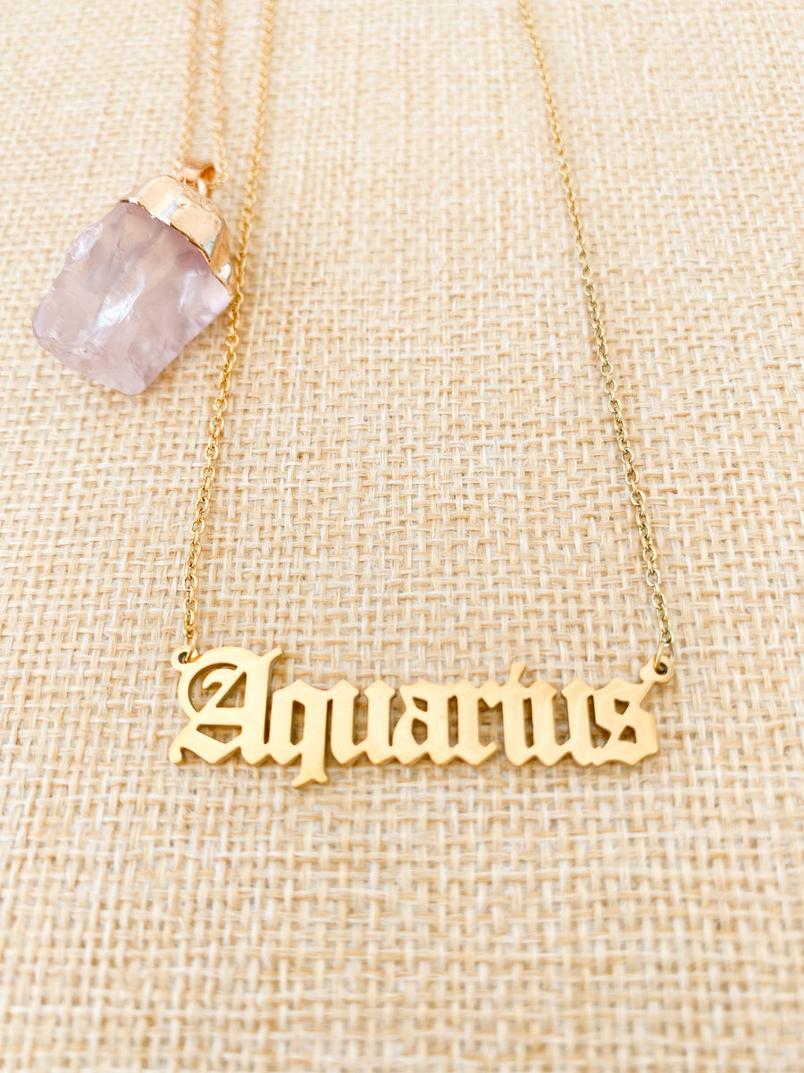 zodiac word necklace