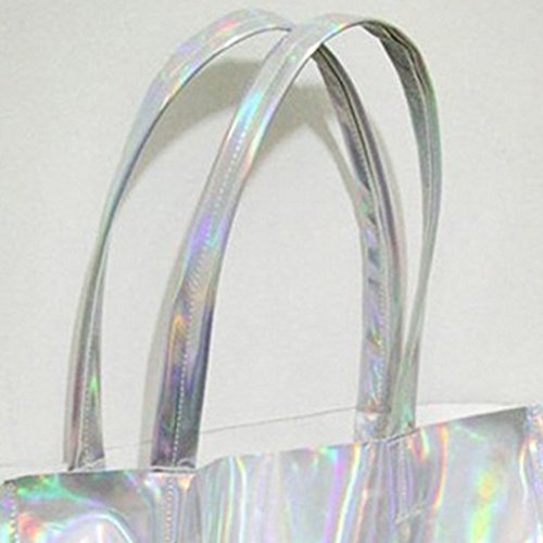 Mily Hologram Tote Bag Laser PU Shoulder Bag for Women-Lightweight,Laser PU Leather Handbag