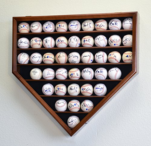 1 Baseball Ball Home Plate Display Case Holder Wall Rack Box w/98% UV Protection Black Finished Lockable