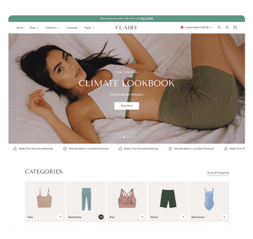fashion website template for shopify store flairy