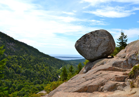 Balanced Rock atop South Bubble in Acadia National Park