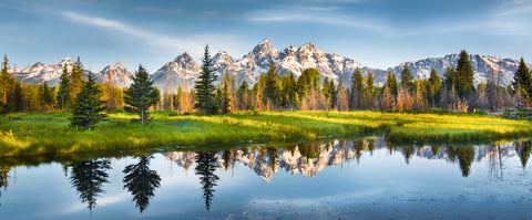 Panoramic view of Grand Teton Range at Grand Teton National Park