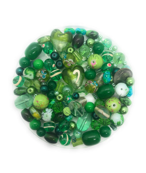 25 beads approx 50g 8x16mm Two tone Green clear glass lampwork beads