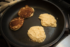 Keto Pancakes with Coconut Flour browning