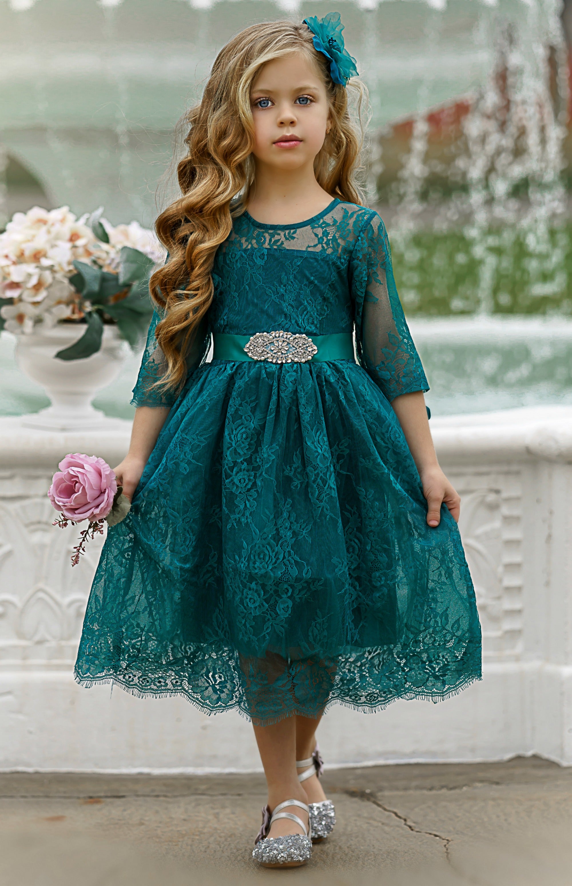 flower girl dresses hunter green