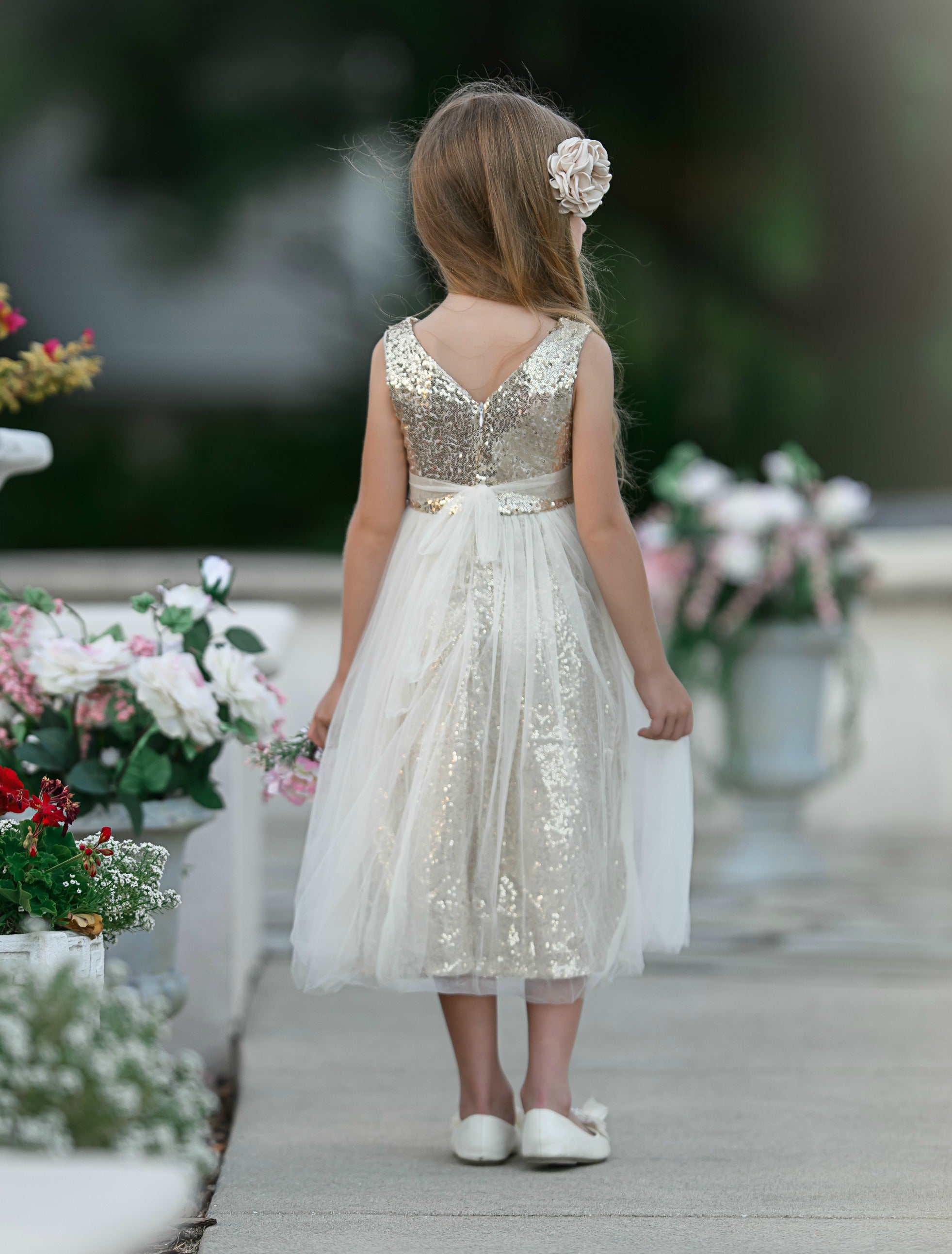 girls white sparkly dress