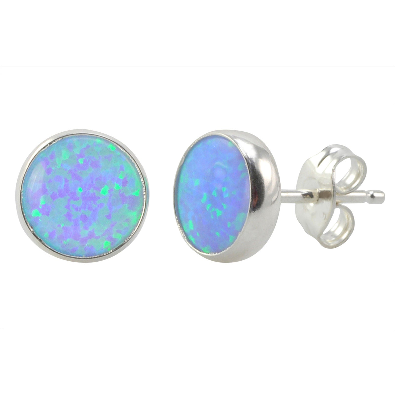 Details about  / Sterling Silver Jewellery Opalescent Green 9mm Round Stud Earrings Featuring...