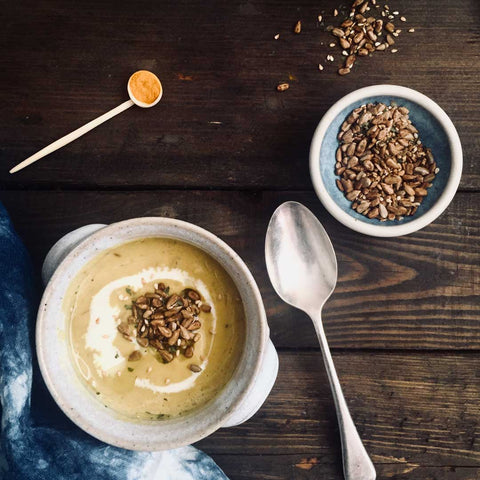 homegrown sprouts pumpkin soup