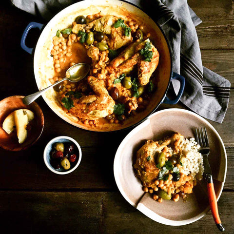 Moroccan lemon chicken with chickpeas and olives