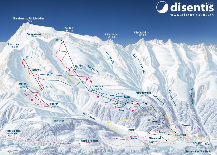 Disentis 3000, Switzerland trail map