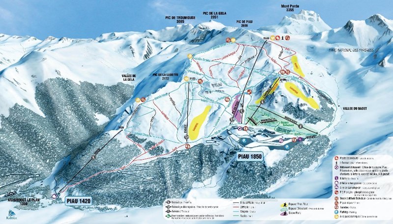 Piau Engaly, Pyrenees, France ski trail map