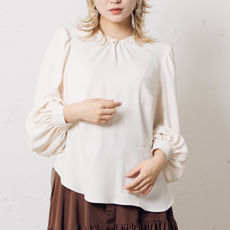 ≪在庫販売≫ #fairycloset17 round hem gather sleeve blouse