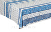 french linen square cotton tablecloth in tradition rayure pattern in blue and white