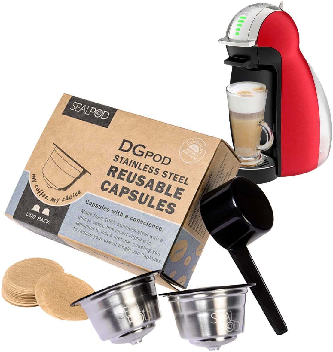 of Sluiting Binnen Reusable Pods For Dolce Gusto (Duo Pack 2 Pods, 200 Paper Filters)| |  Premium, Affordable, ecofriendly.