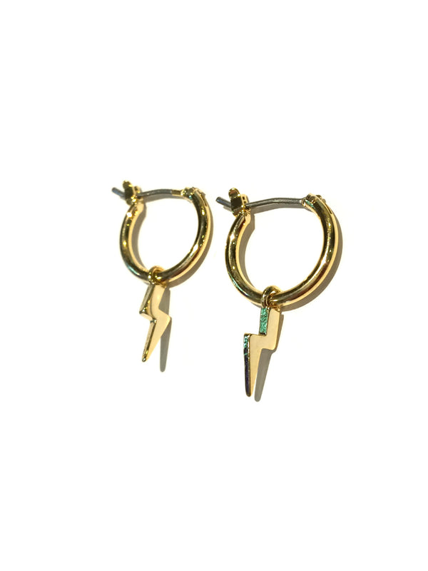 Celestial Hoop Earrings | Gold Plated Lightning Bolt | Light Years Jewelry