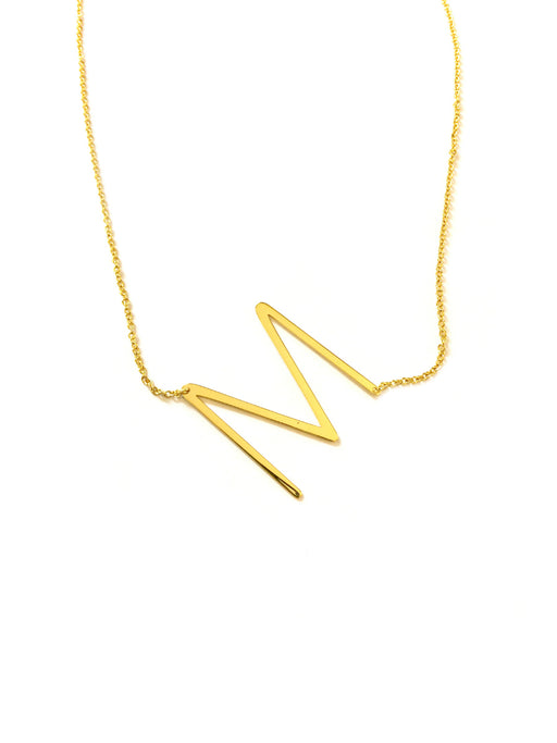 Large Sideways Initial Necklace M | Gold Plated Chain | Light Years 