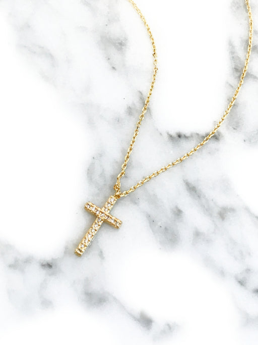 CZ Cross Necklace | Gold Plated Fashion Chain Pendant | Light Years