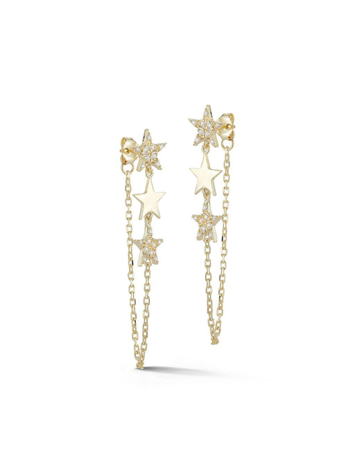 CZ Star & Chain Wrap Posts | Gold Vermeil Earrings | Light Years Jewelry