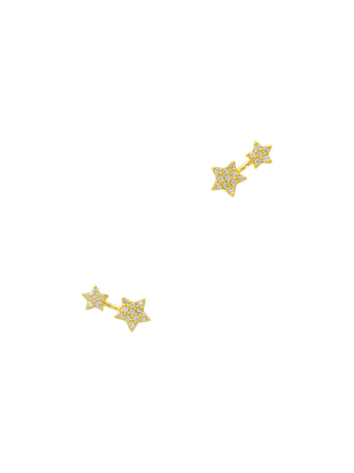 Double CZ Star Posts | Gold Plated Studs Earrings | Light Years Jewelry
