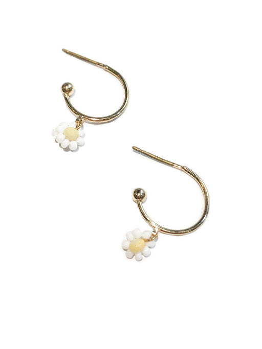 Beaded Daisy Post Hoops | Gold Fashion Earrings | Light Years Jewelry