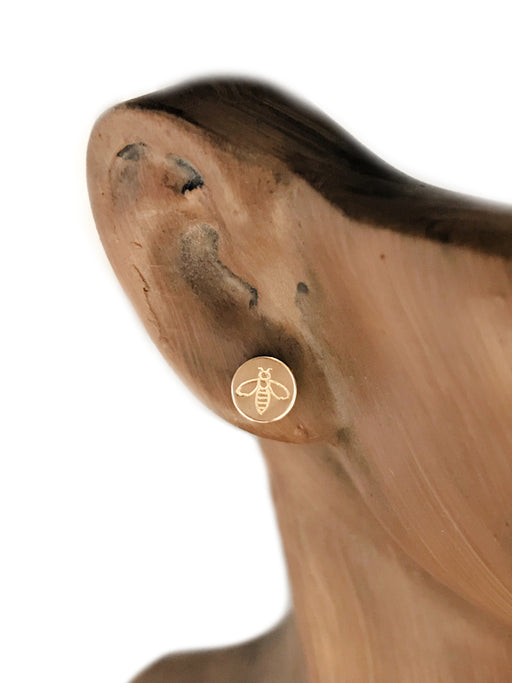 Bee Stamped Disc Posts | 14kt Gold Filled Studs Earrings | Light Years