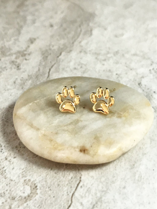 Golden Paw Print Posts | Gold Plated Studs Earrings | Light Years Jewelry