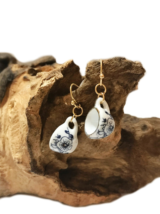Ceramic Teacup Dangles | Gold Fashion Earrings | Light Years Jewelry