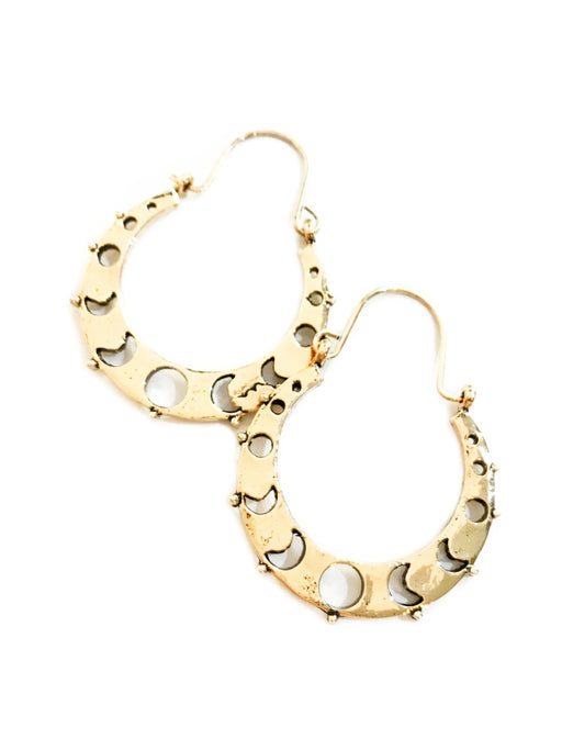 Moon Phase Statement Hoops | Gold Silver Fashion Earrings | Light Years