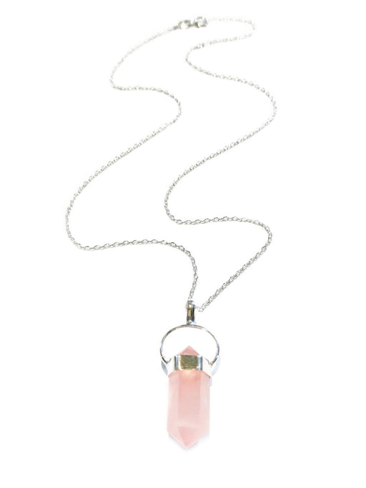 Rose Quartz Crystal Point Necklace | Sterling Silver Chain | Light Years