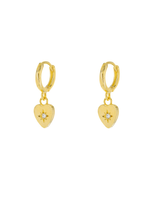CZ Star Heart Huggies | Gold Plated Hoops Earrings | Light Years Jewelry