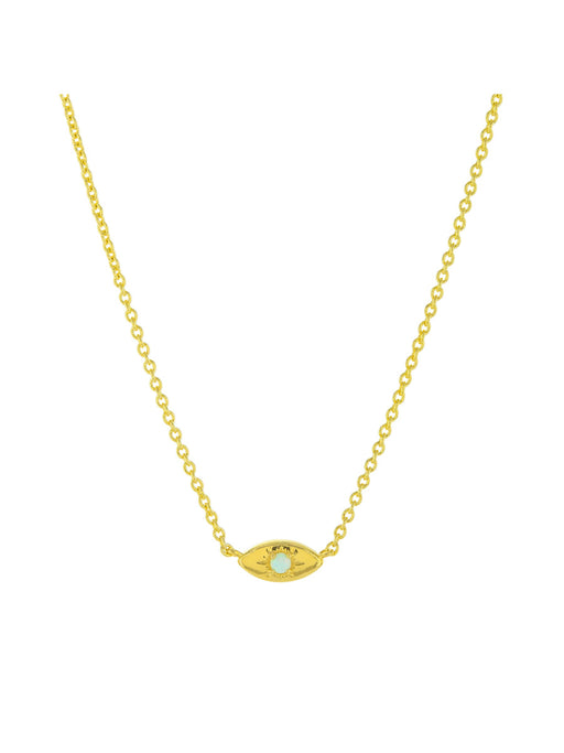 White Opal Eye Necklace | Gold Plated Chain Choker | Light Years Jewelry