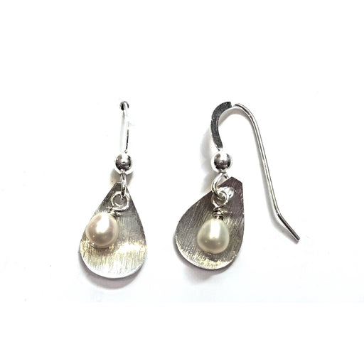 Pearl Petal Drop Earrings | Sterling Silver Dangles | Light Years Jewelry
