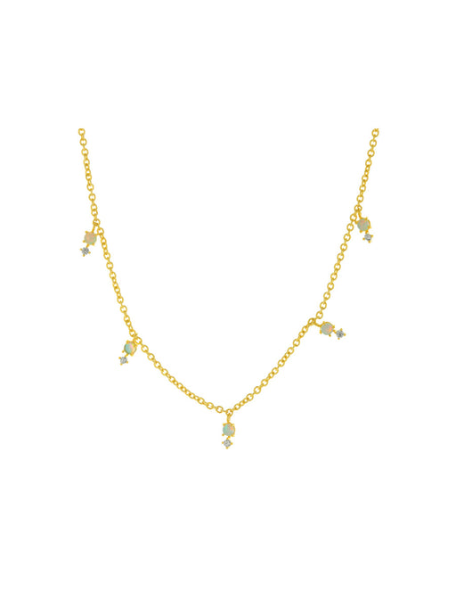Elegant Spaced Opal CZ Necklace | Gold Plated Chain | Light Years Jewelry