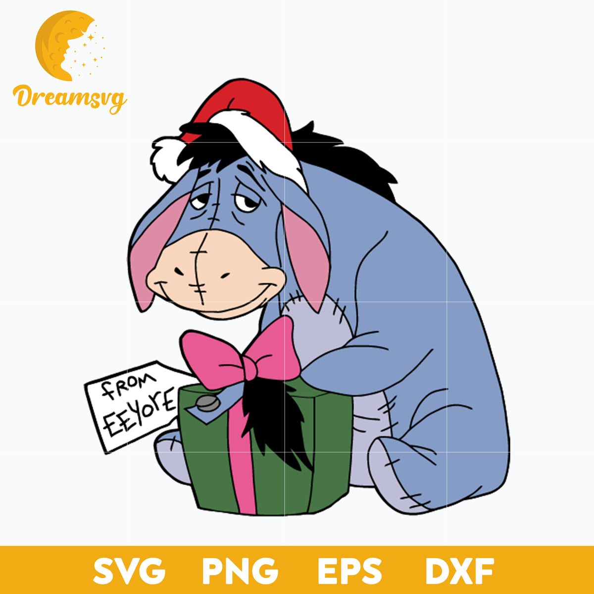 Eeyore Santa Claus SVG, Eeyore Christmas SVG PNG DXF EPS Digital File