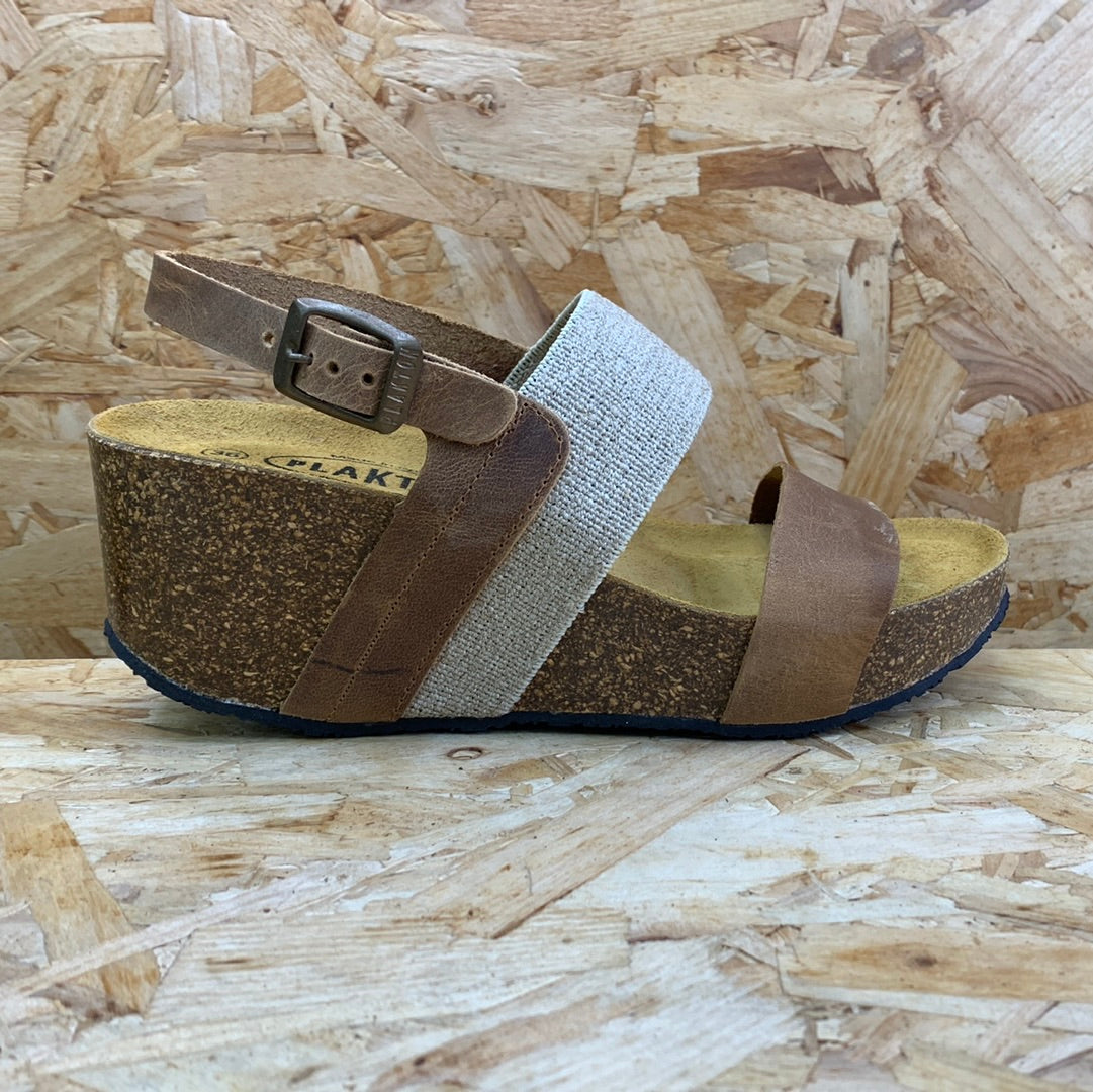 Plakton Hi Leather Wedge Sandal Oak Brown – The Foot Factory