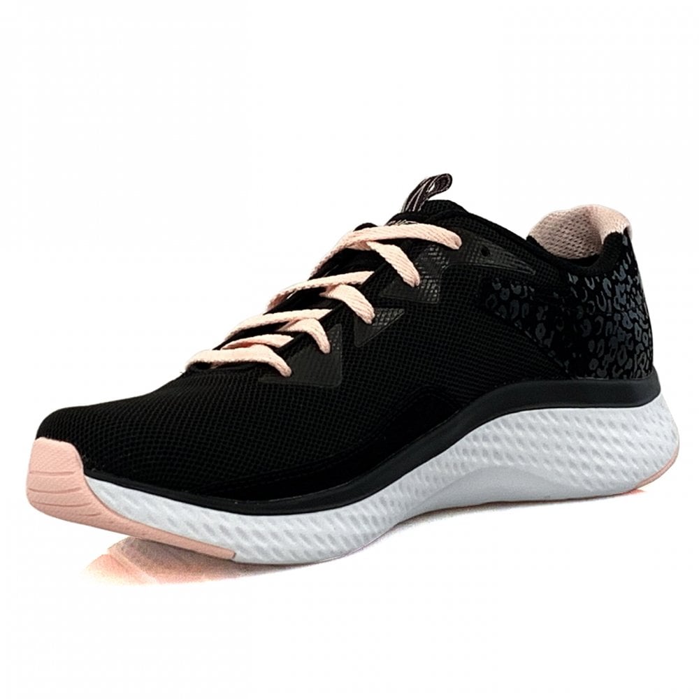 skechers black and pink trainers