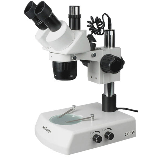 AmScope 20X-40X Trinocular Stereo Microscope with Top & Bottom Halogen  Lights