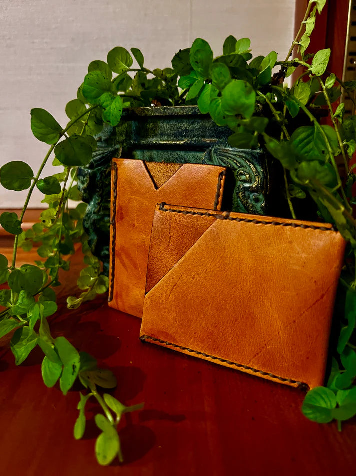 Brown Leather Low Profile Card Wallet