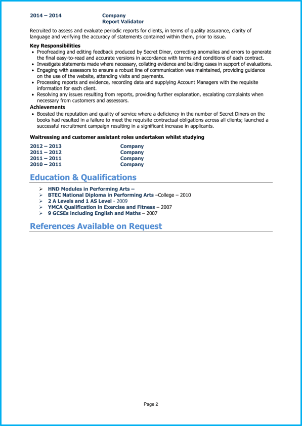 Example CV page 2