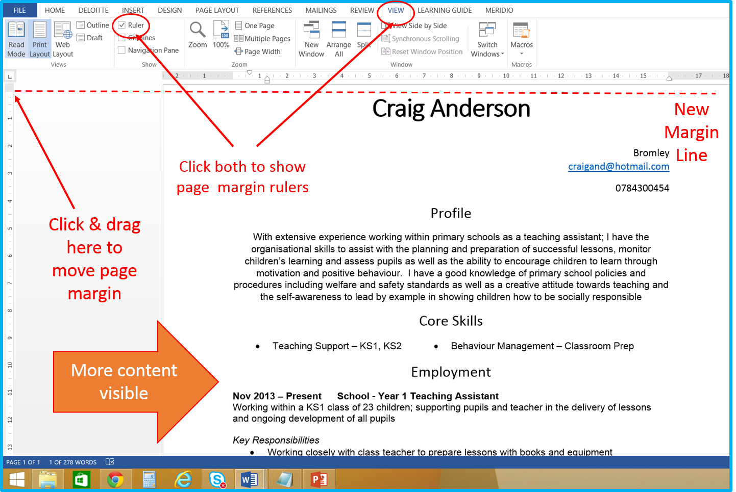 Page margins for resume