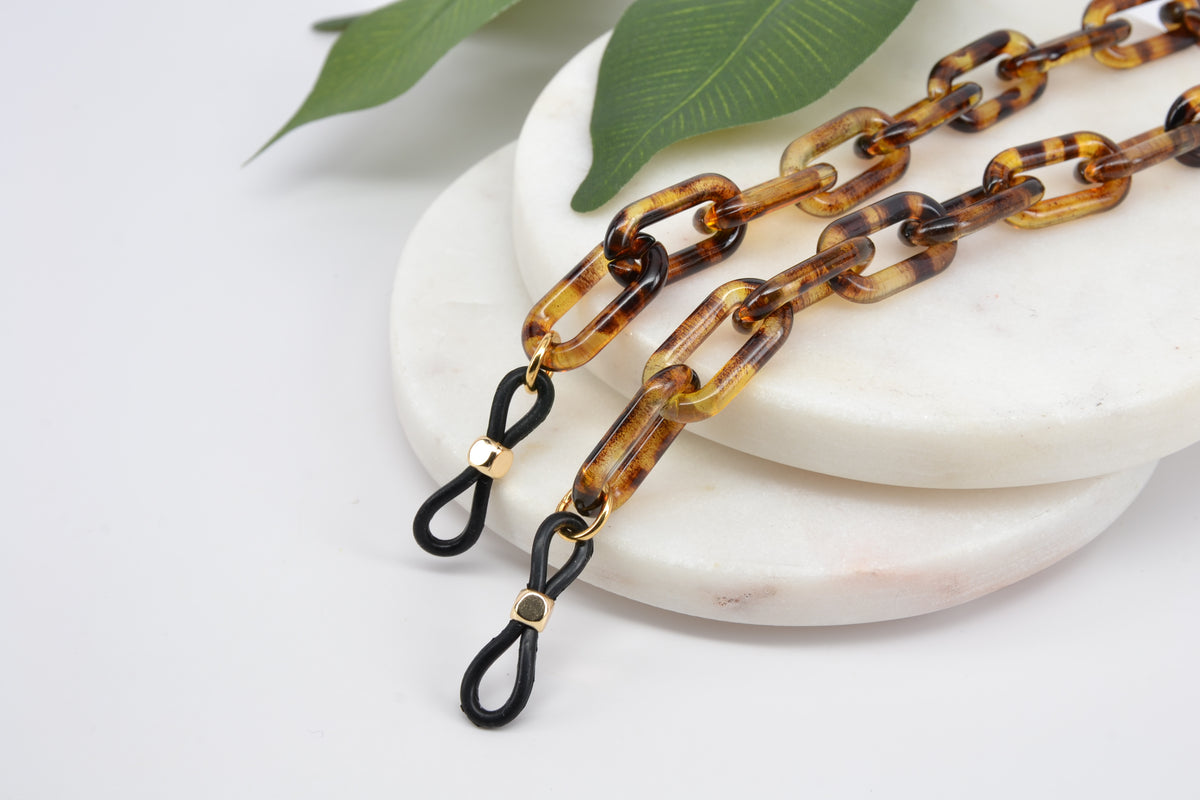 KALEOS Brown Square Resin Chain glasses chain