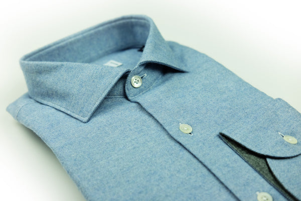 Blue Brushed Cotton Shirt