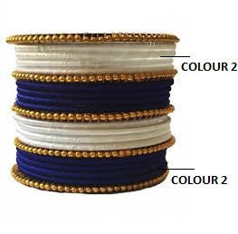 Royal Blue and white Silk Thread Bangles