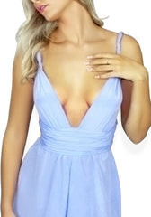 Pure silk playsuit by Australian designer Sisters The Label. Pastel baby cornflower blue mini dress Style what to wear