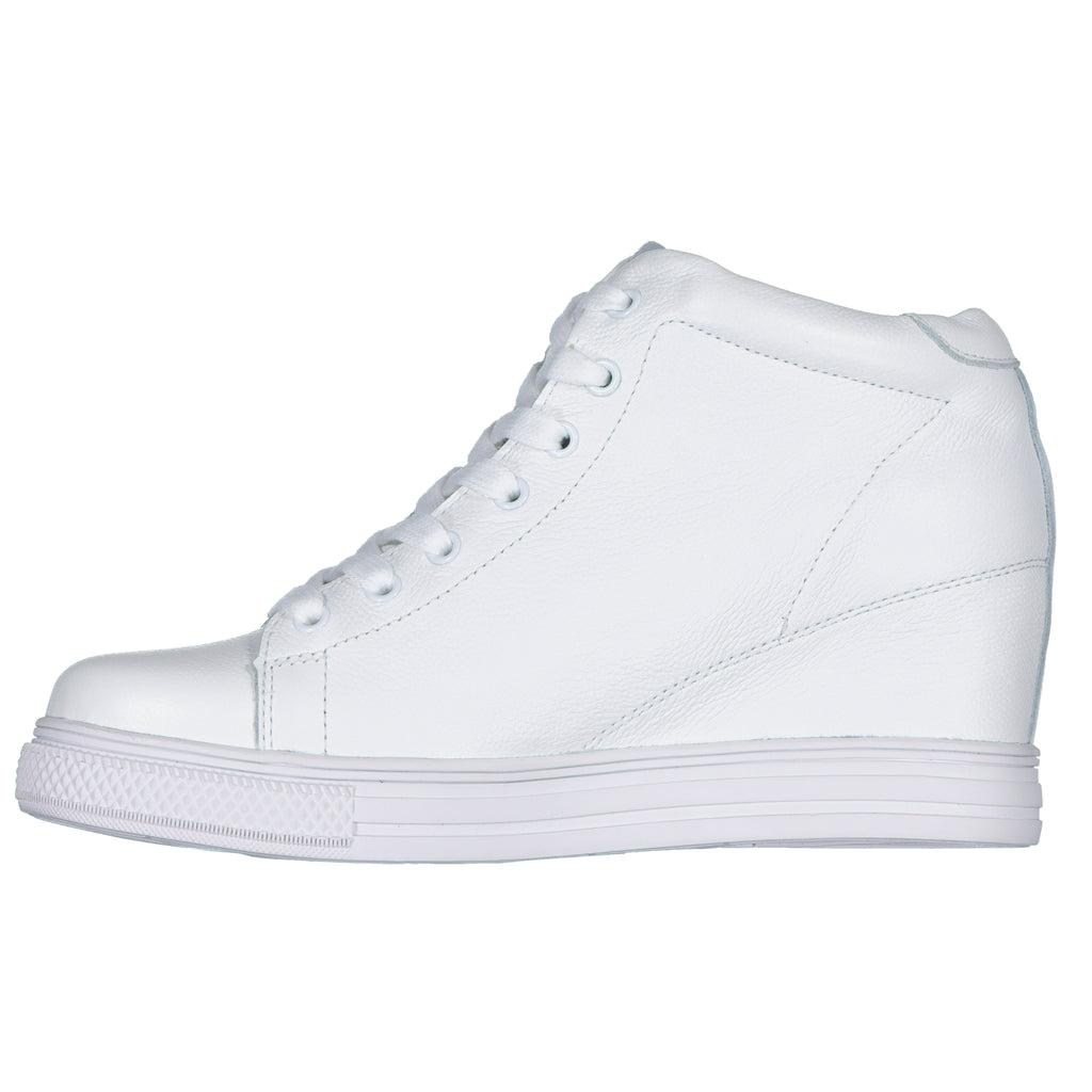 Leather Sneaker Heels White – Pretty Fit