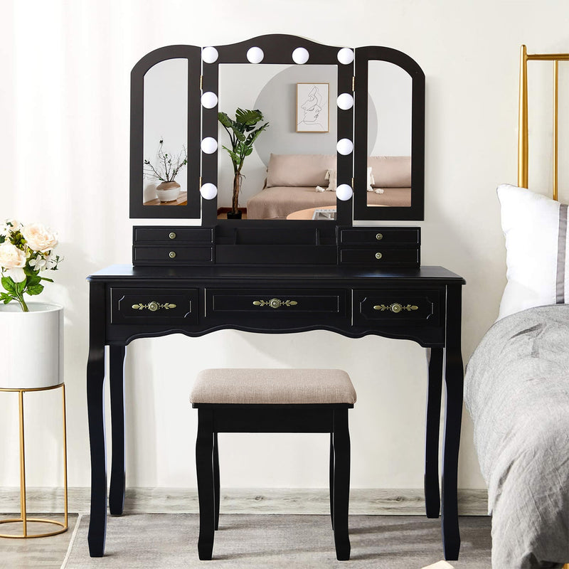 dressing table with mirror and lights